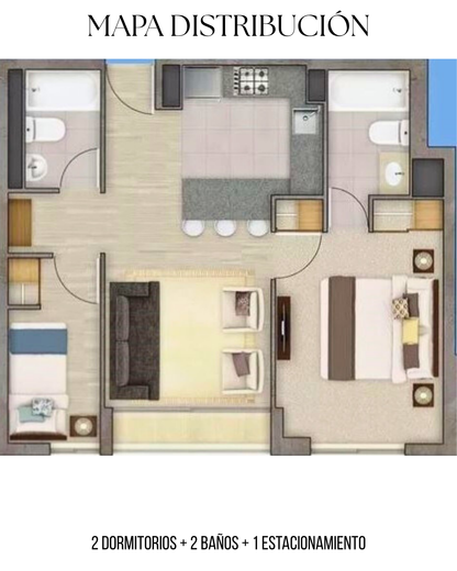 Arriendo San Joaquin Departamento 2 Dormitorios 2 Baños Y Estacionamiento