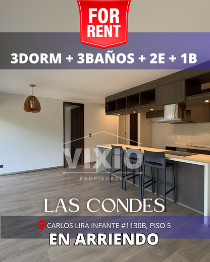 Arriendo Departamento Las Condes 3 Dormitorios 2 Estacionamientos 1 Bodega
