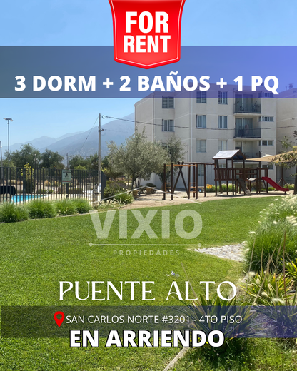Arriendo Departamento Puente Alto 3 Dormitorios Y Estacionamiento