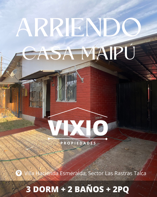 Arriendo Casa Maipú El Arbrazo 3 Dormitorios Estacionamiento